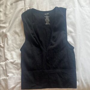 Francesa Black Ribbed Women's Top